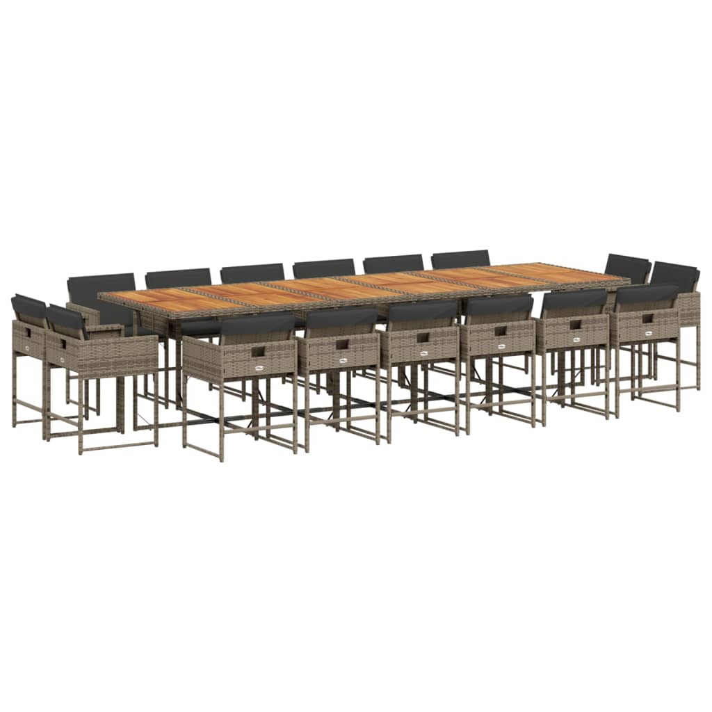 Set mobilier de grădină cu perne, 17 piese, gri, poliratan GartenMobel Dekor