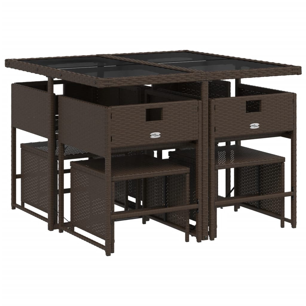 Set mobilier de grădină cu perne, 9 piese, maro, poliratan GartenMobel Dekor