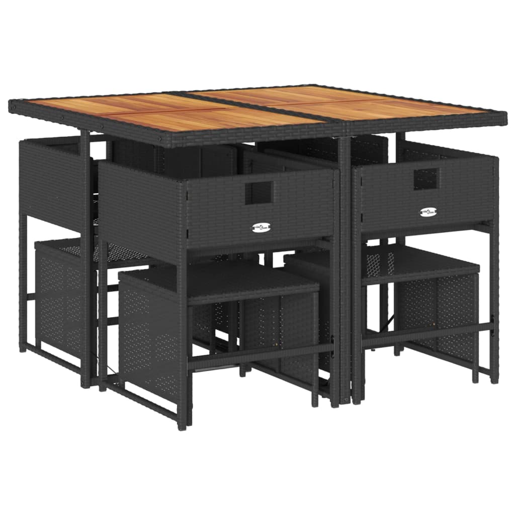 Set mobilier de grădină cu perne, 9 piese, negru, poliratan GartenMobel Dekor