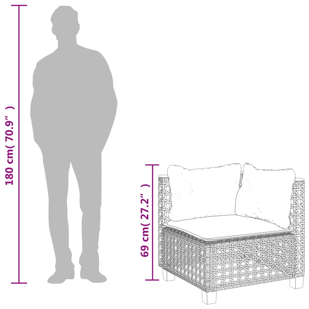 Canapea de colț cu pernă de grădină, gri, poliratan GartenMobel Dekor