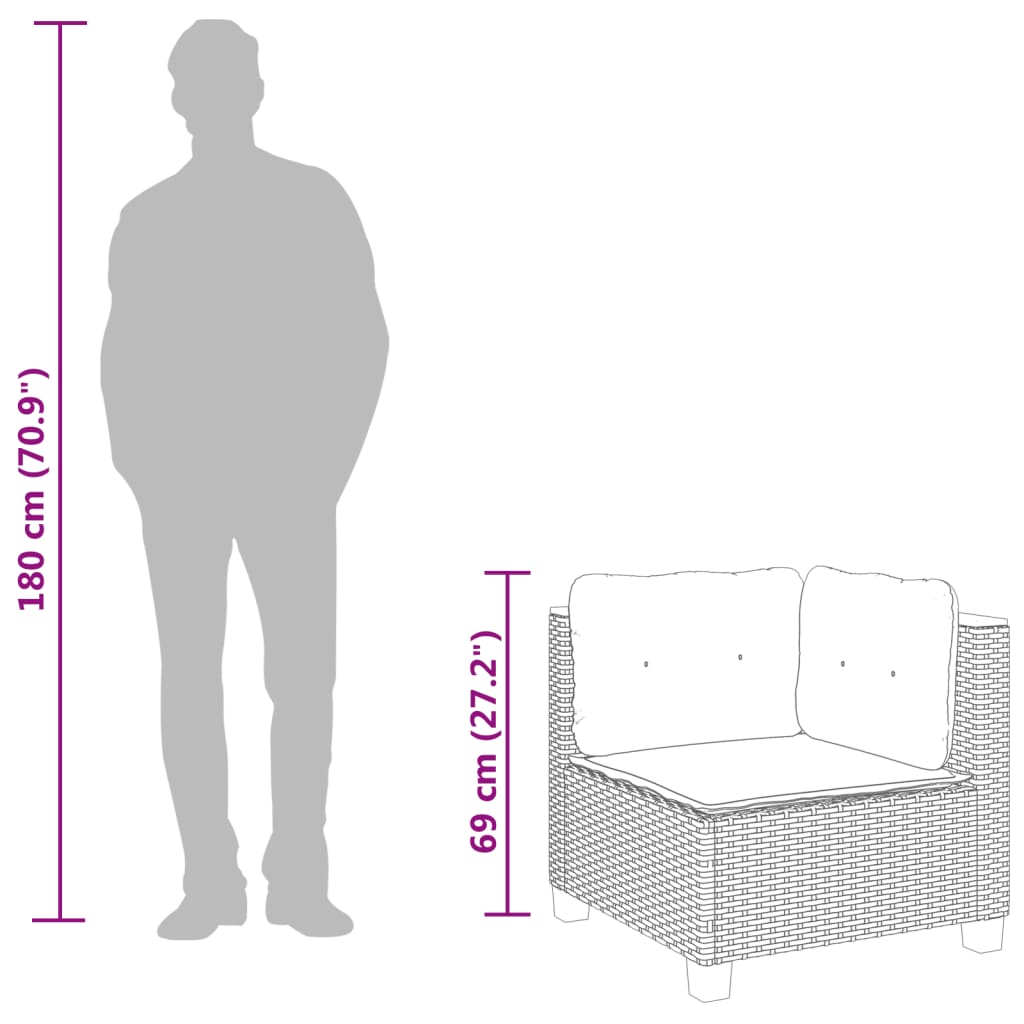 Canapea de colț cu pernă de grădină, negru, poliratan GartenMobel Dekor