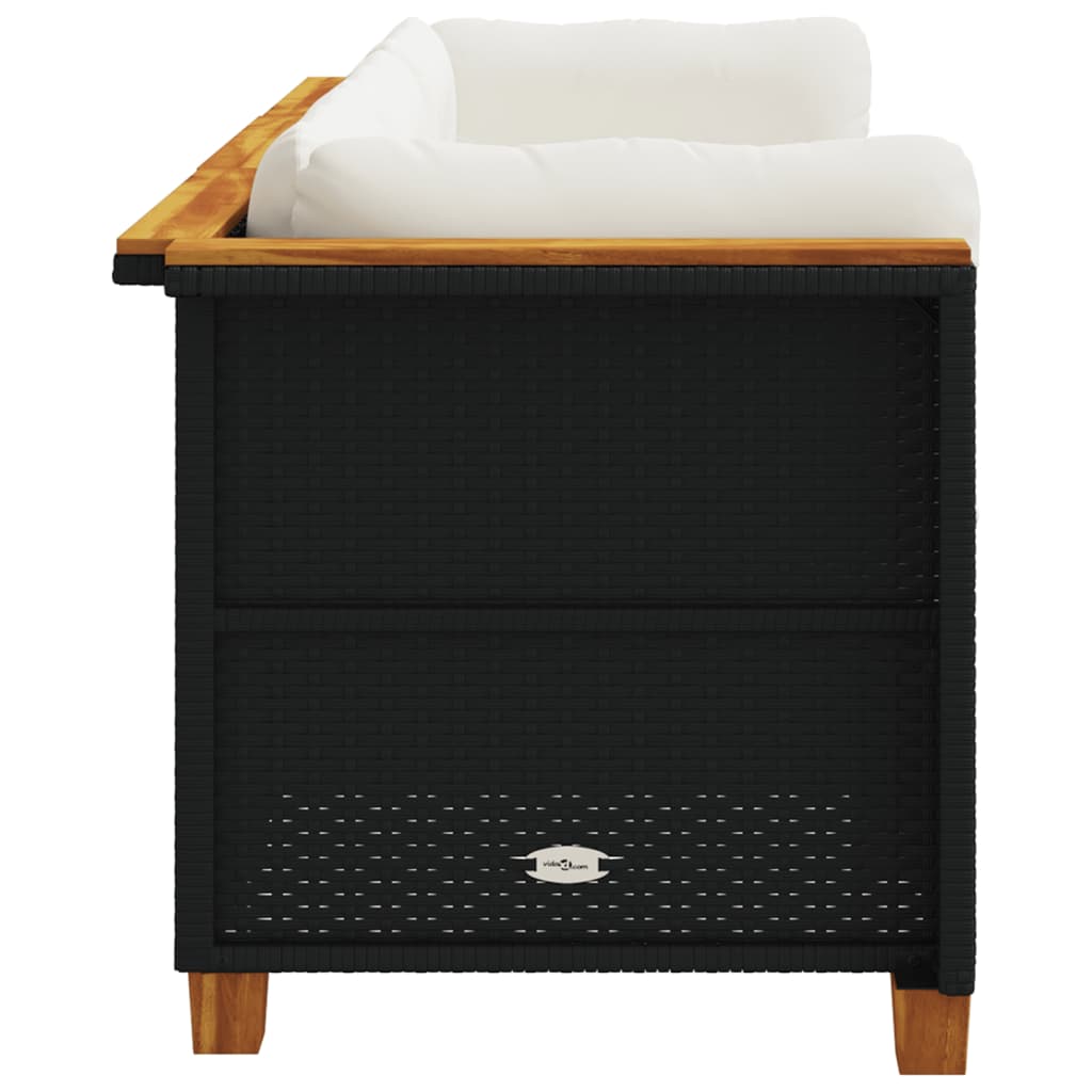 Canapea de grădină cu perne, 3 locuri, negru, poliratan GartenMobel Dekor