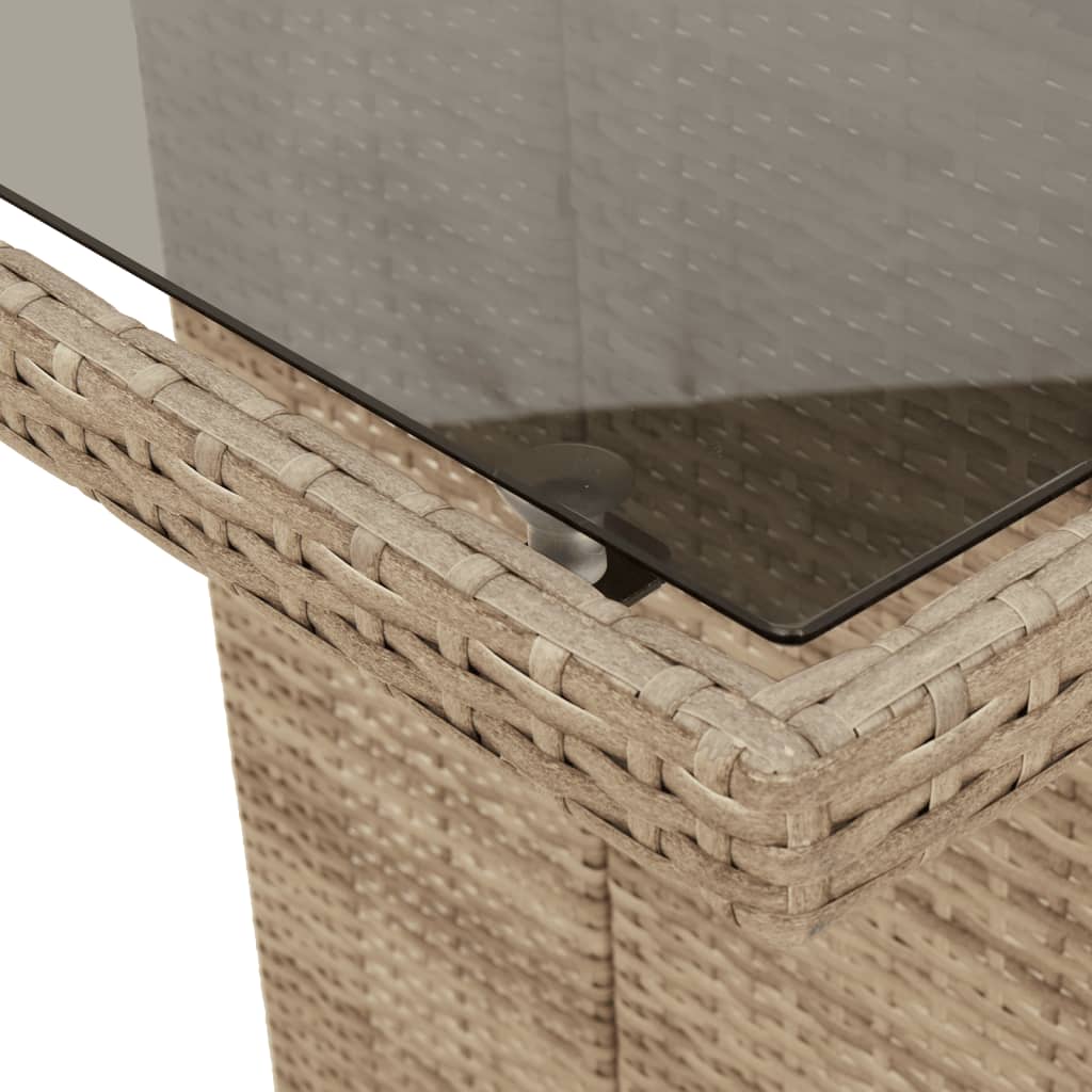 Masă grădină cu blat din sticlă, bej, 190x80x75 cm, poliratan GartenMobel Dekor