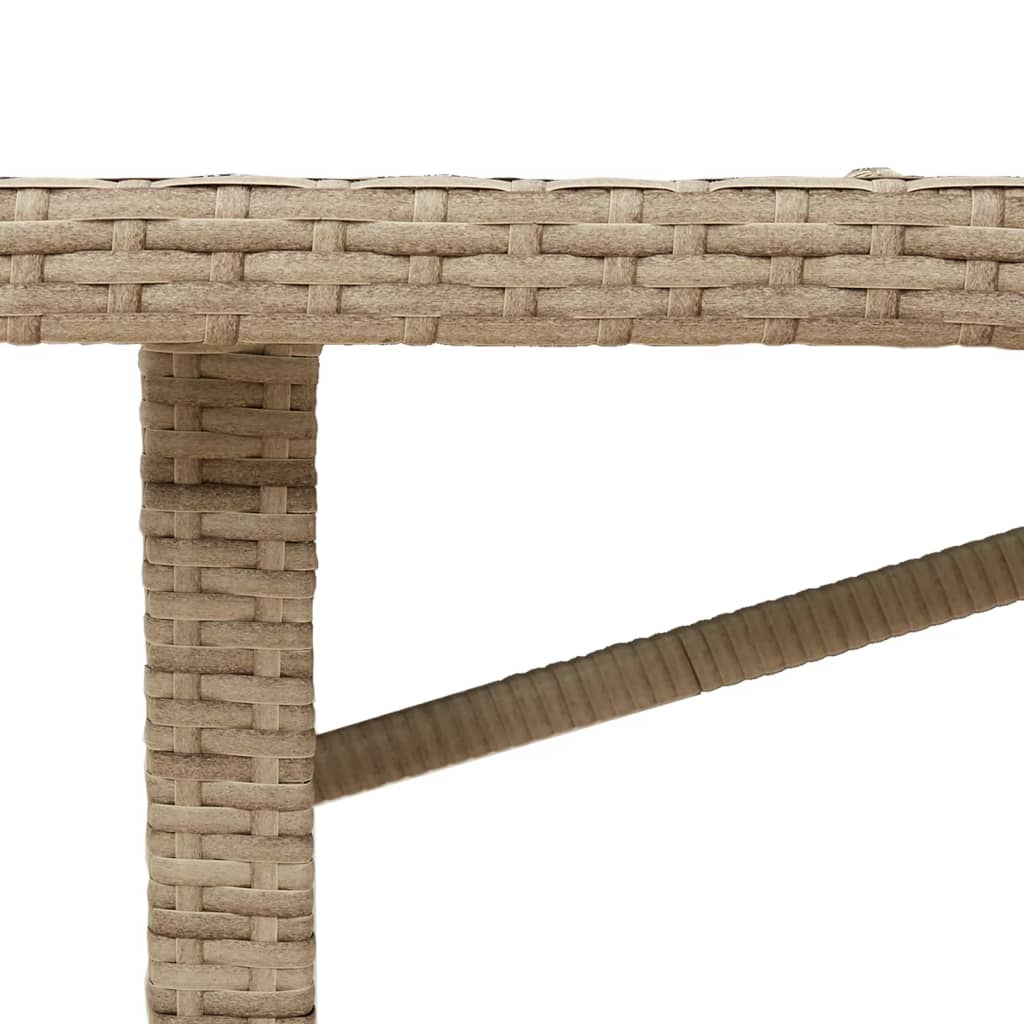 Masă grădină cu blat din sticlă, bej, 190x80x75 cm, poliratan GartenMobel Dekor