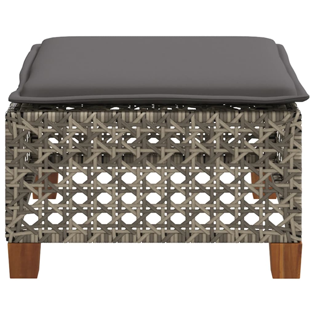 Taburet de grădină cu pernă, gri, 63,5x56x32 cm, poliratan GartenMobel Dekor