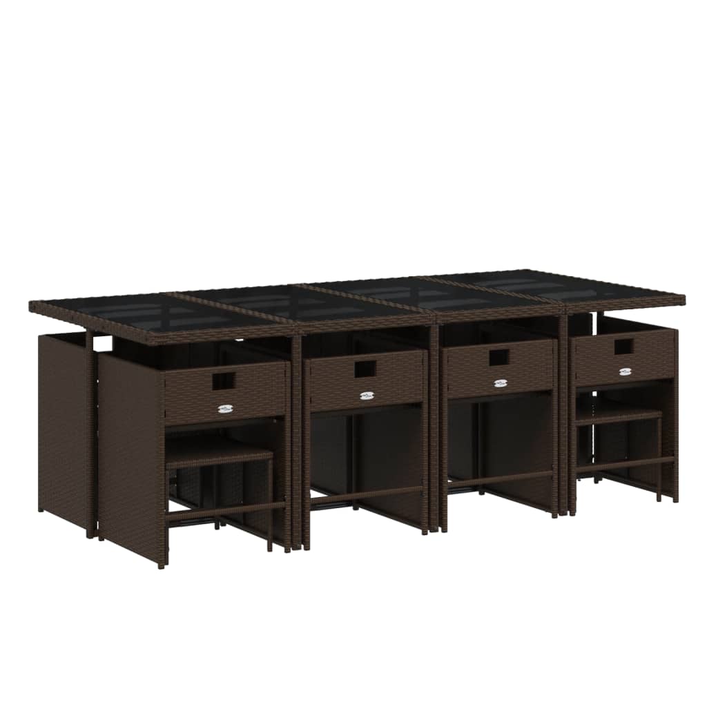 Set mobilier de grădină, 13 piese, maro, cu perne, poliratan GartenMobel Dekor