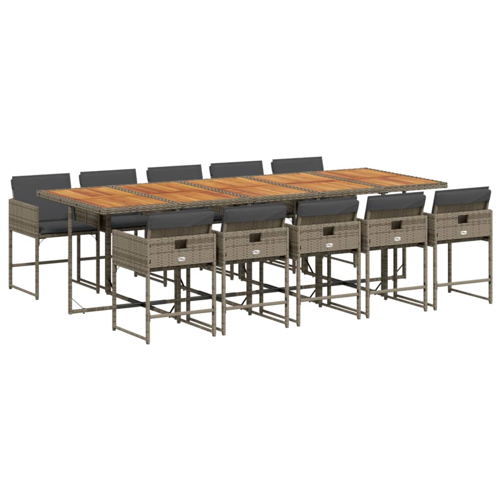 Set mobilier de grădină cu perne, 11 piese, gri, poliratan GartenMobel Dekor