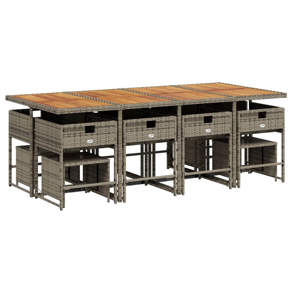 Set mobilier de grădină cu perne, 13 piese, gri, poliratan GartenMobel Dekor