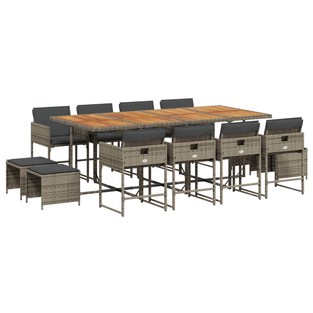 Set mobilier de grădină cu perne, 13 piese, gri, poliratan GartenMobel Dekor