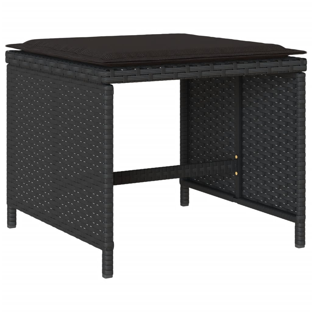 Set mobilier de grădină cu perne, 15 piese, negru, poliratan GartenMobel Dekor