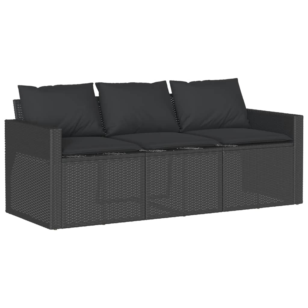 Set mobilier de grădină cu perne, 6 piese, negru, poliratan GartenMobel Dekor
