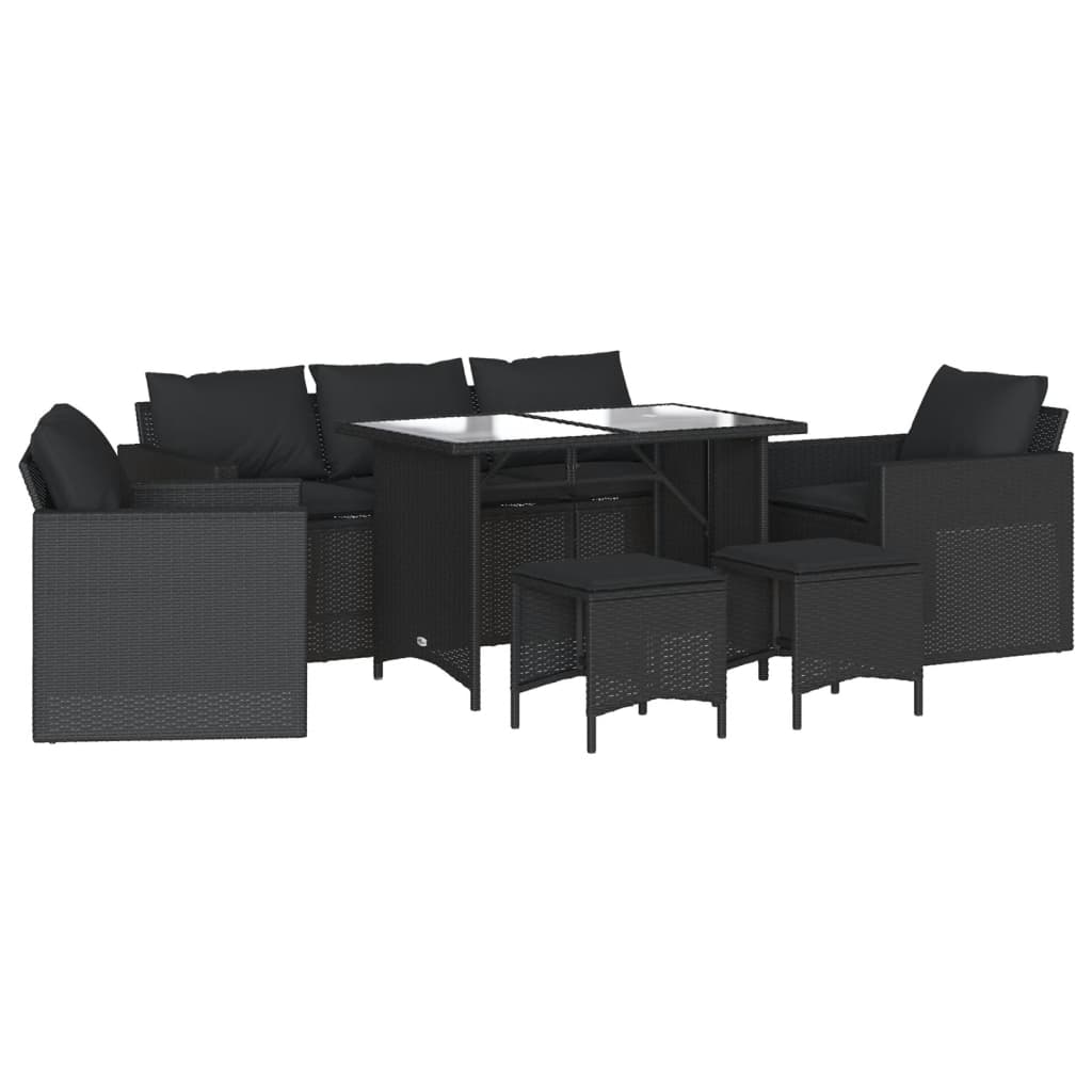 Set mobilier de grădină cu perne, 6 piese, negru, poliratan GartenMobel Dekor