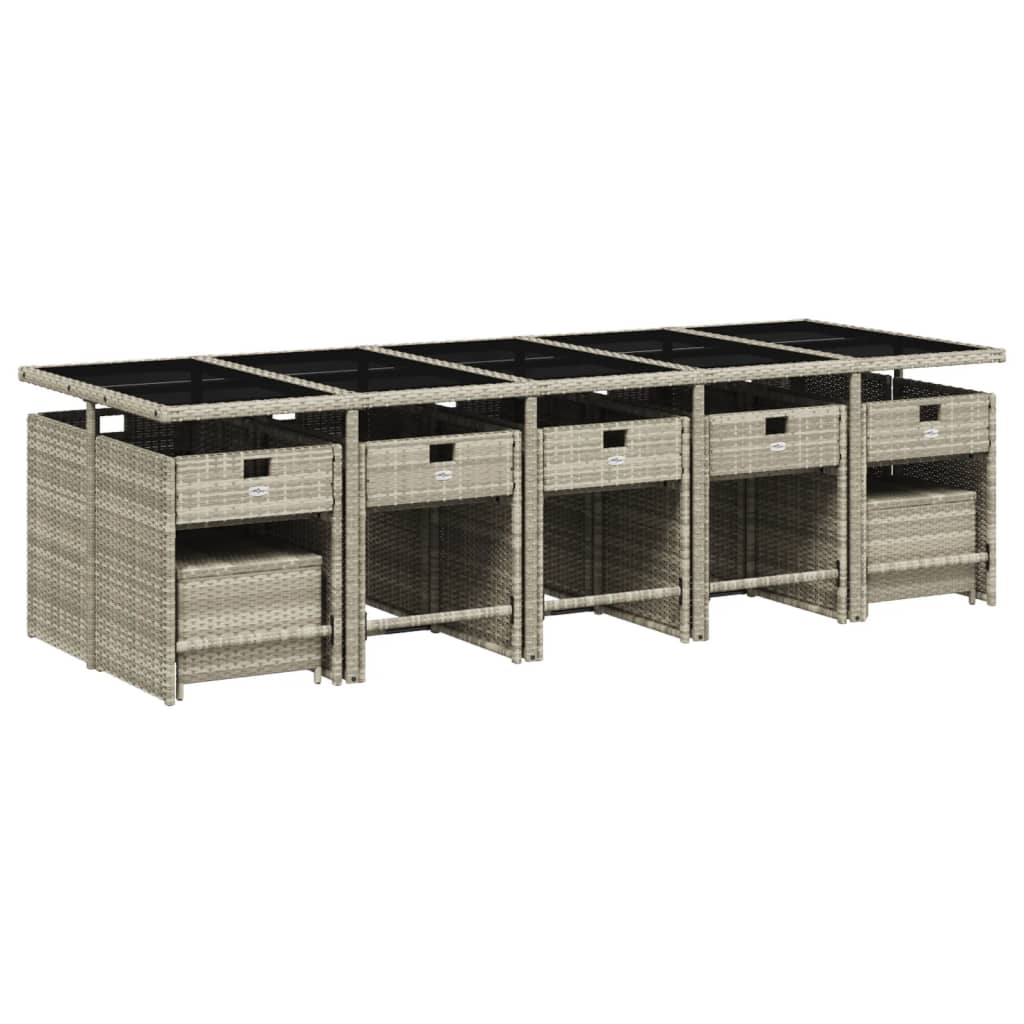 Set mobilier de grădină cu perne 15 piese gri deschis poliratan GartenMobel Dekor