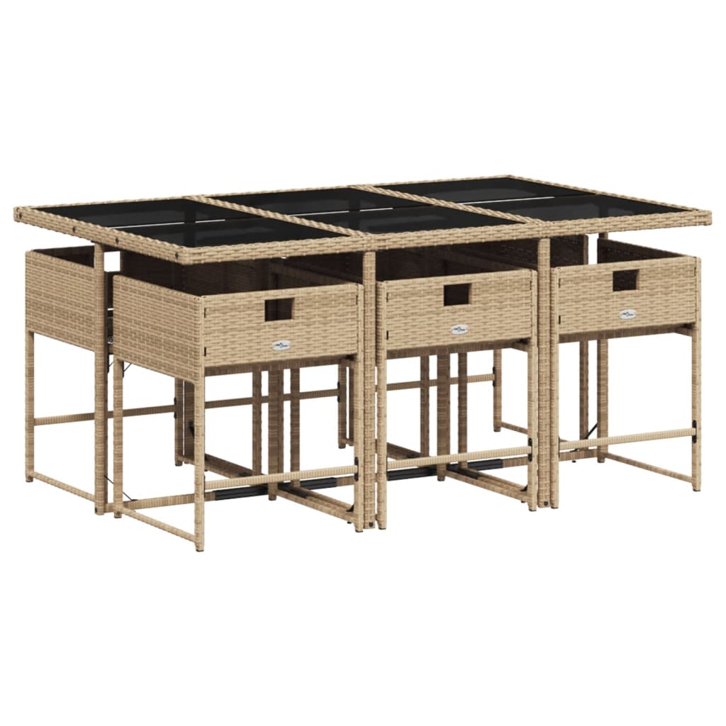 Set mobilier pentru grădină, 7 piese, cu perne, bej, poliratan GartenMobel Dekor