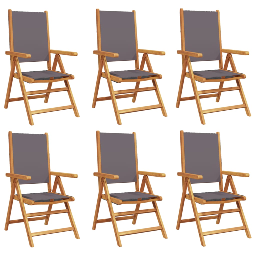 Scaune de grădină rabatabile 6 buc., textil antracit/lemn masiv GartenMobel Dekor