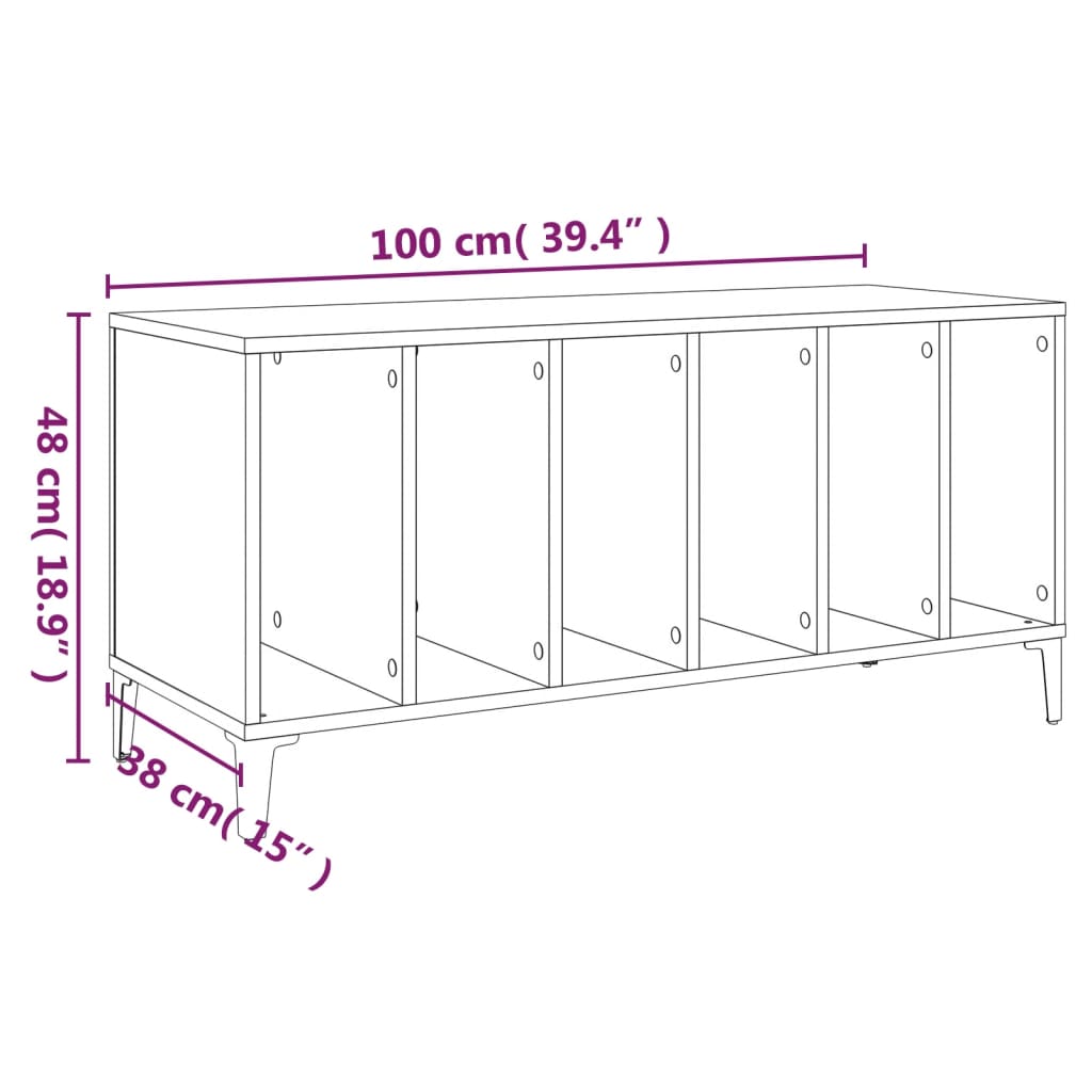 Dulap pentru discuri gri sonoma, 100x38x48 cm, lemn prelucrat GartenMobel Dekor