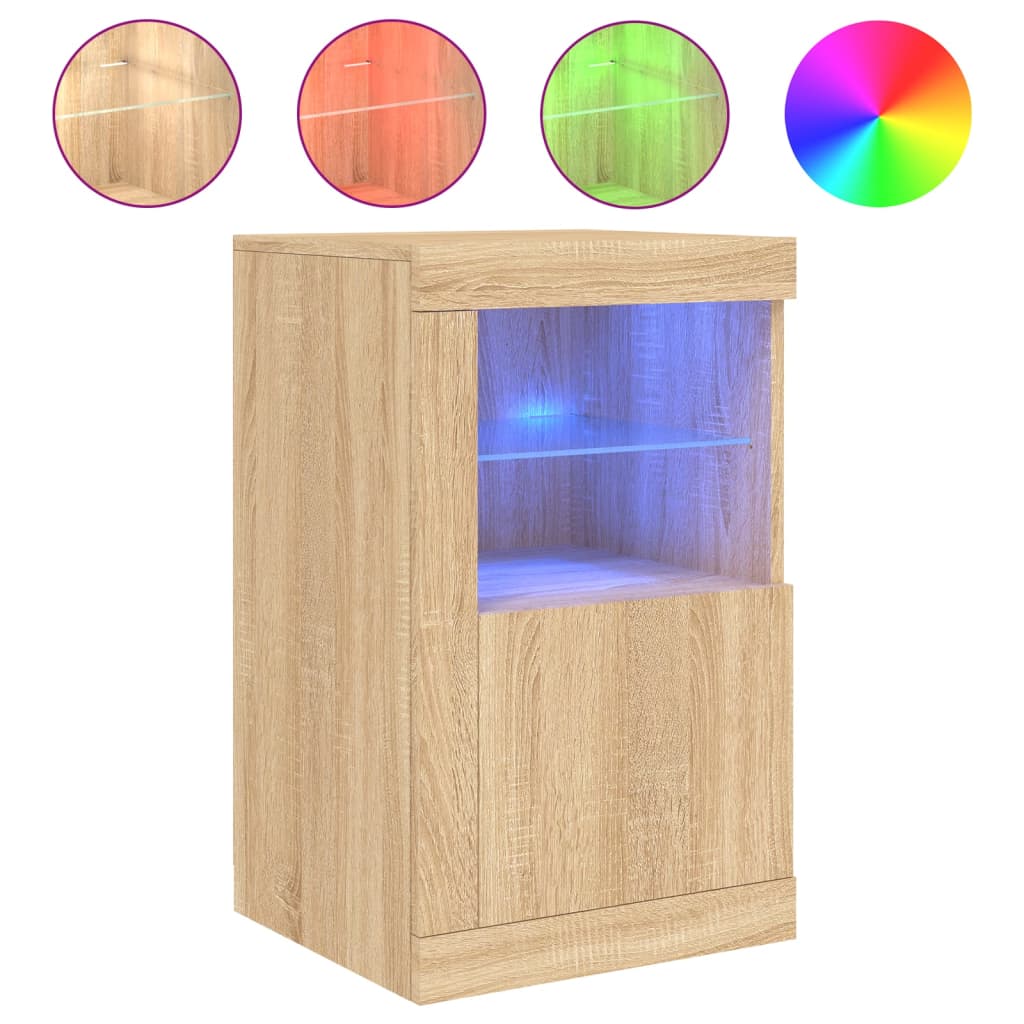 Dulapuri laterale cu lumini LED 2 buc. stejar sonoma GartenMobel Dekor