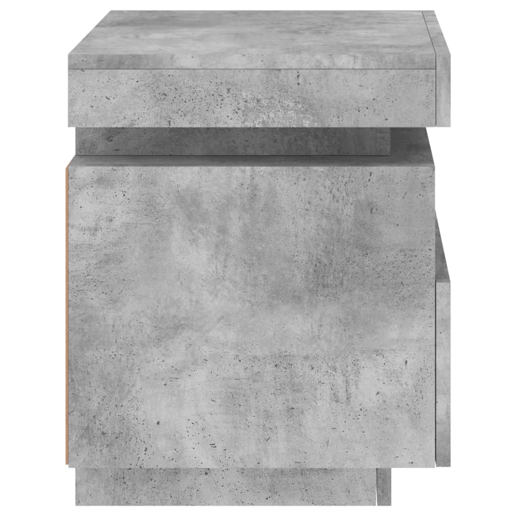 Noptiere cu lumini LED, 2 buc., gri beton, 40x39x48,5 cm GartenMobel Dekor