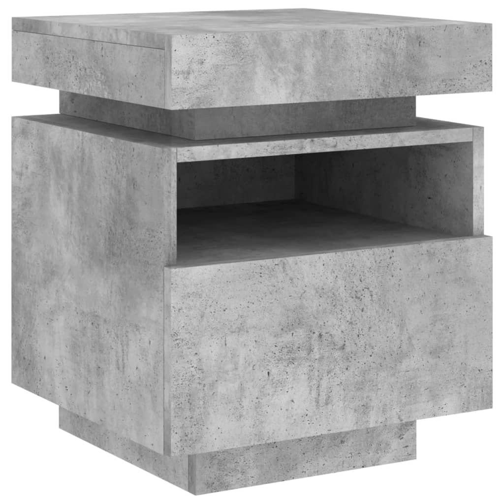 Noptiere cu lumini LED, 2 buc., gri beton, 40x39x48,5 cm GartenMobel Dekor