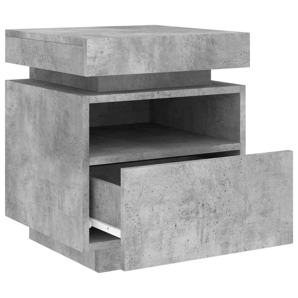 Noptiere cu lumini LED, 2 buc., gri beton, 40x39x48,5 cm GartenMobel Dekor