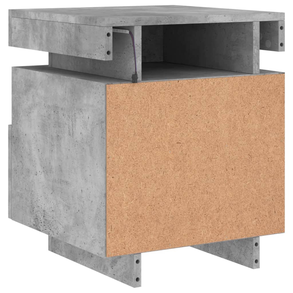 Noptiere cu lumini LED, 2 buc., gri beton, 40x39x48,5 cm GartenMobel Dekor
