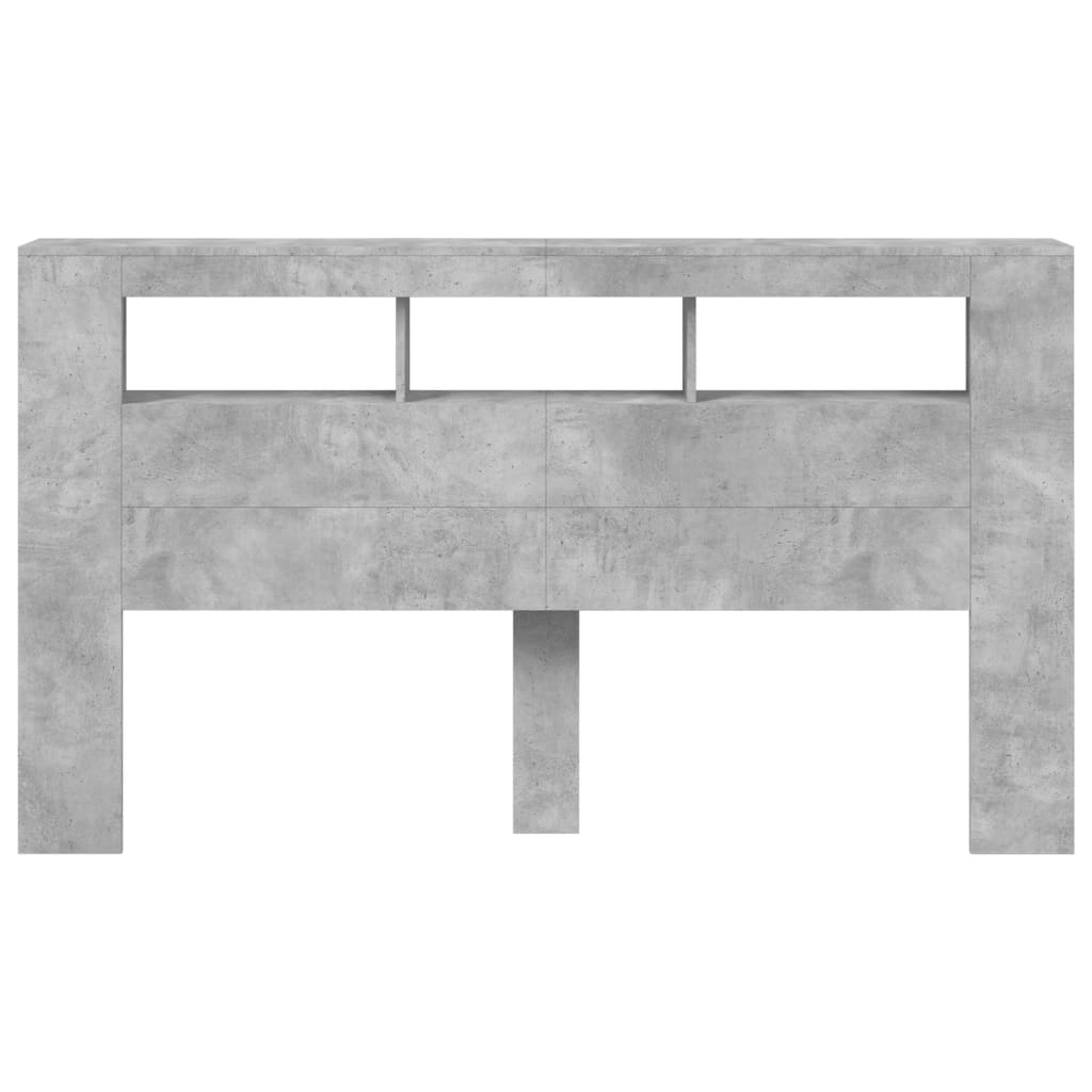 Tăblie de pat cu LED, gri beton, 180x18,5x103,5 cm, lemn GartenMobel Dekor