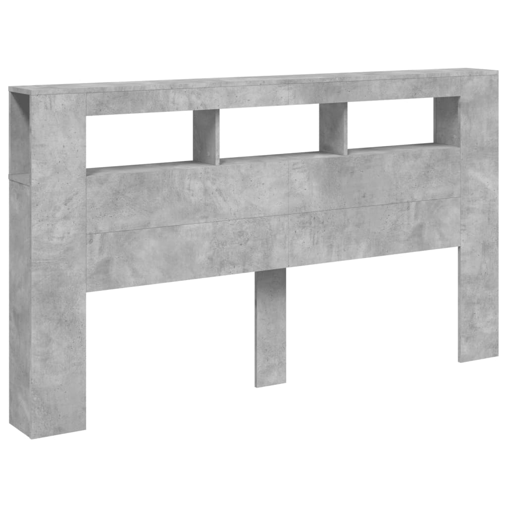 Tăblie de pat cu LED, gri beton, 180x18,5x103,5 cm, lemn GartenMobel Dekor