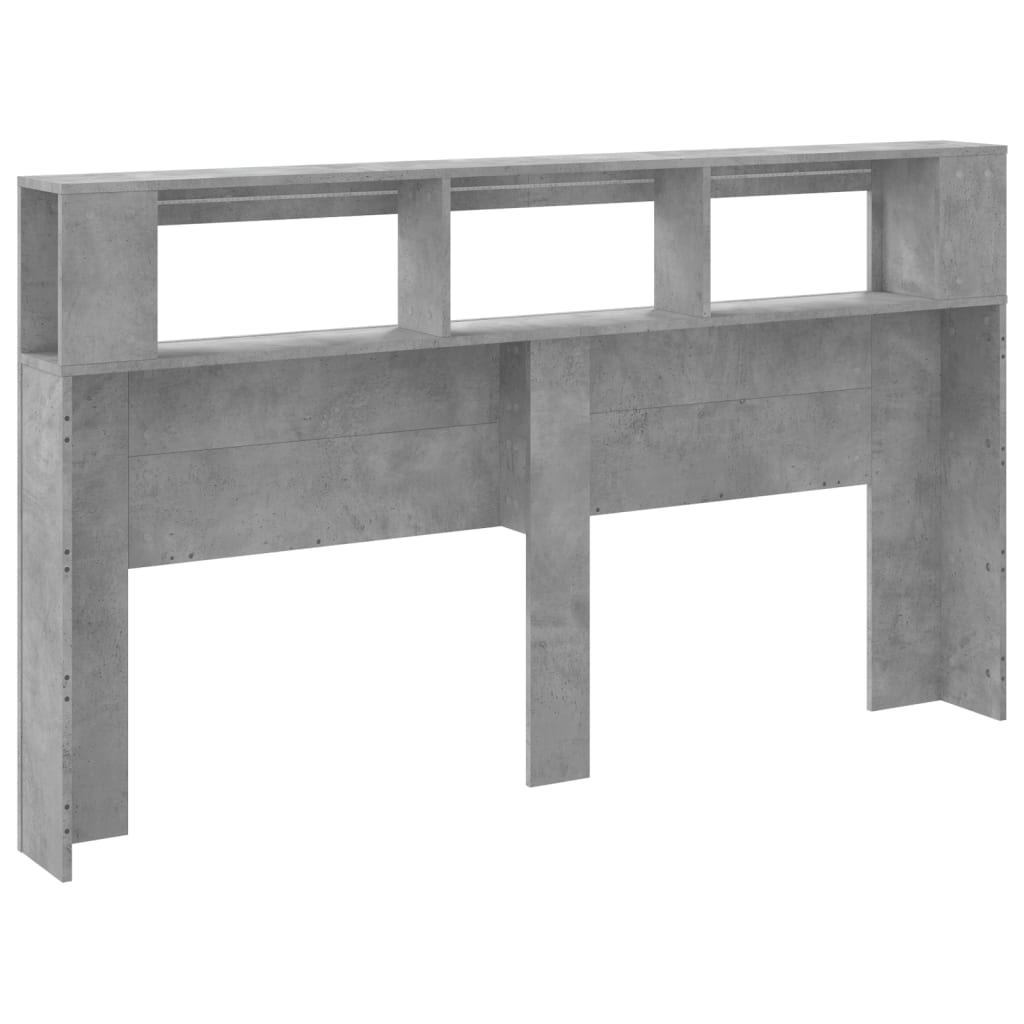 Tăblie de pat cu LED, gri beton, 180x18,5x103,5 cm, lemn GartenMobel Dekor