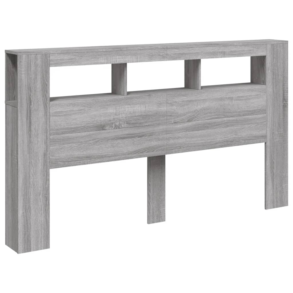 Tăblie de pat cu LED, gri sonoma, 160x18,5x103,5 cm, lemn GartenMobel Dekor