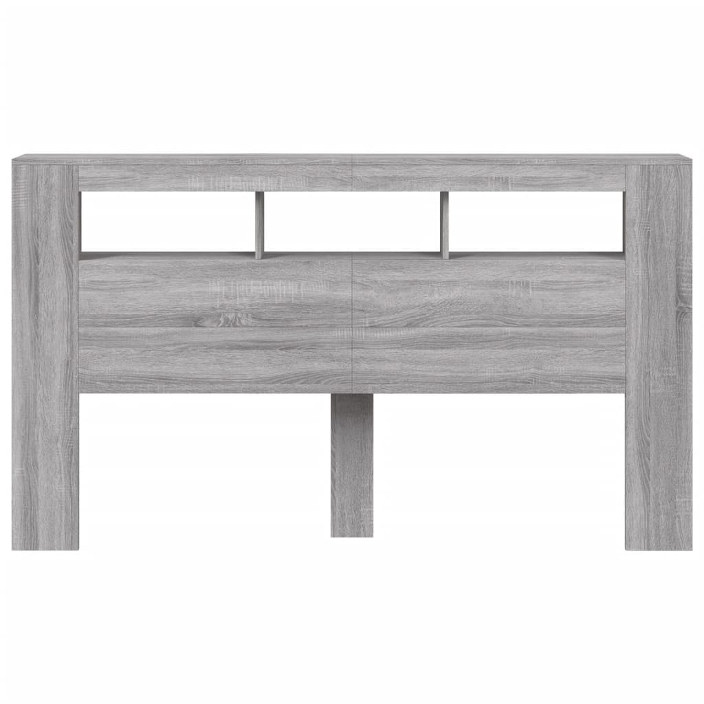 Tăblie de pat cu LED, gri sonoma, 160x18,5x103,5 cm, lemn GartenMobel Dekor