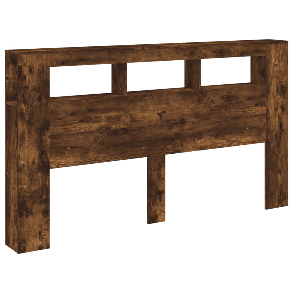 Tăblie de pat cu LED, stejar fumuriu, 180x18,5x103,5 cm, lemn GartenMobel Dekor