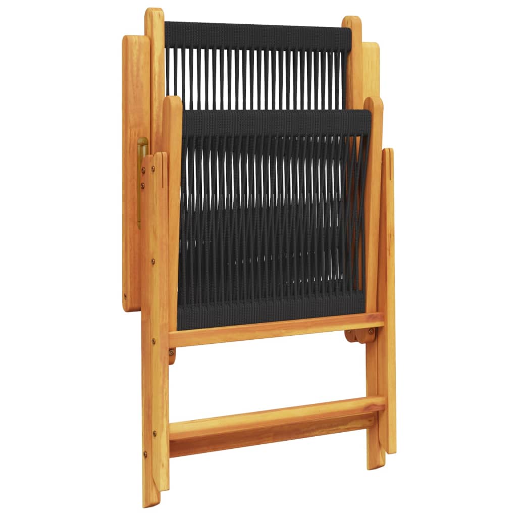 Set mobilier de grădină 7 piese polipropilenă neagră/lemn masiv GartenMobel Dekor