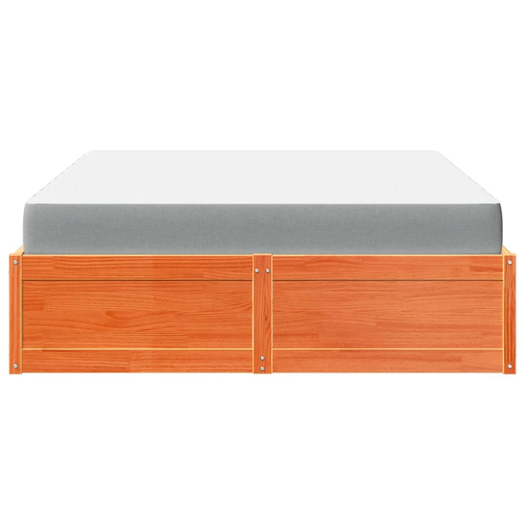 Pat cu saltea, maro ceruit, 140x200 cm, lemn masiv pin GartenMobel Dekor