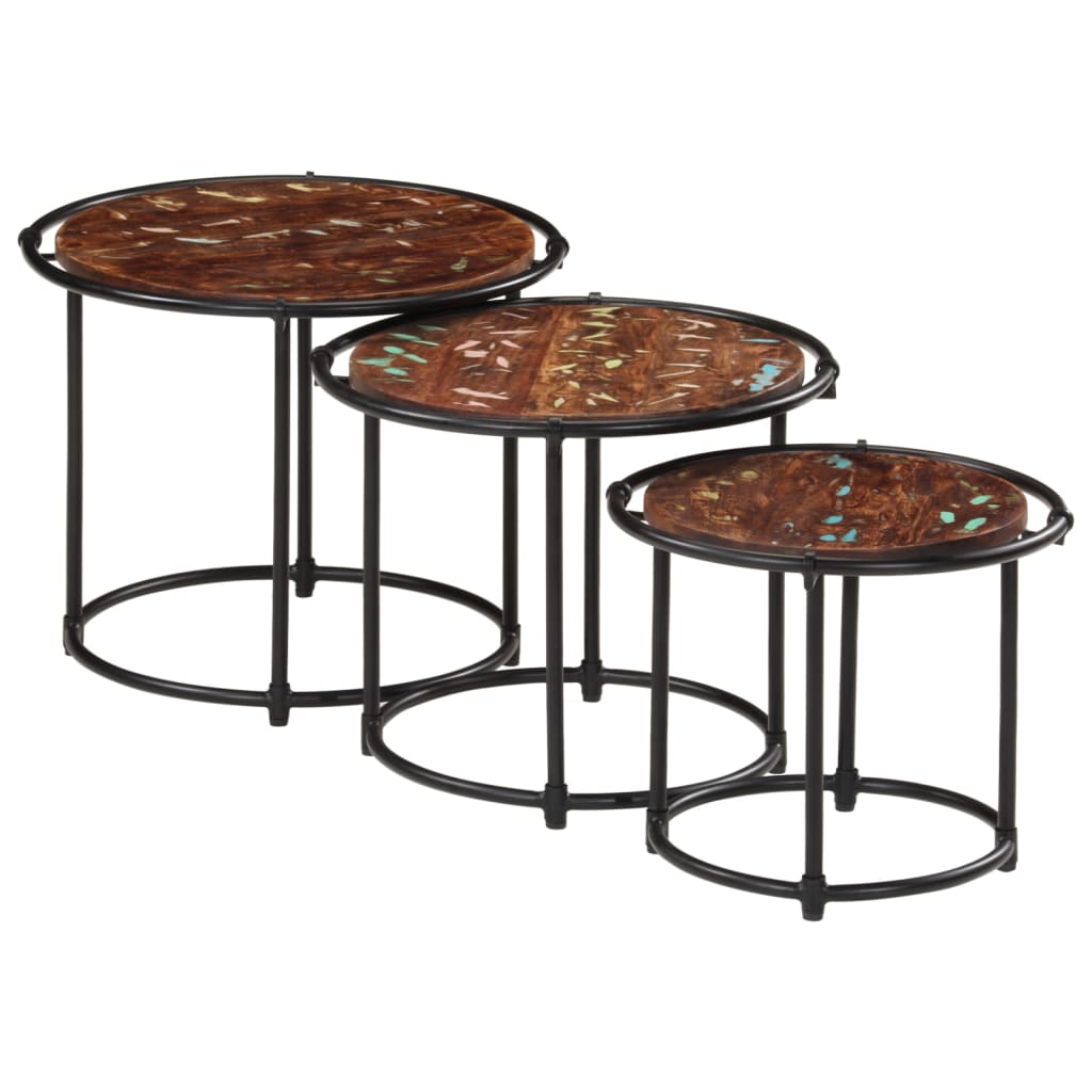 Mese suprapuse, 3 buc., lemn masiv reciclat GartenMobel Dekor