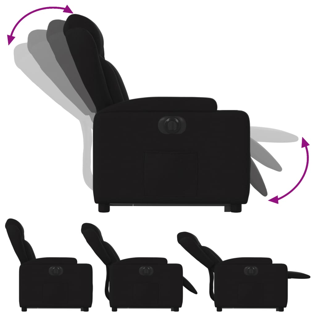 Fotoliu electric rabatabil cu ridicare, negru, textil GartenMobel Dekor