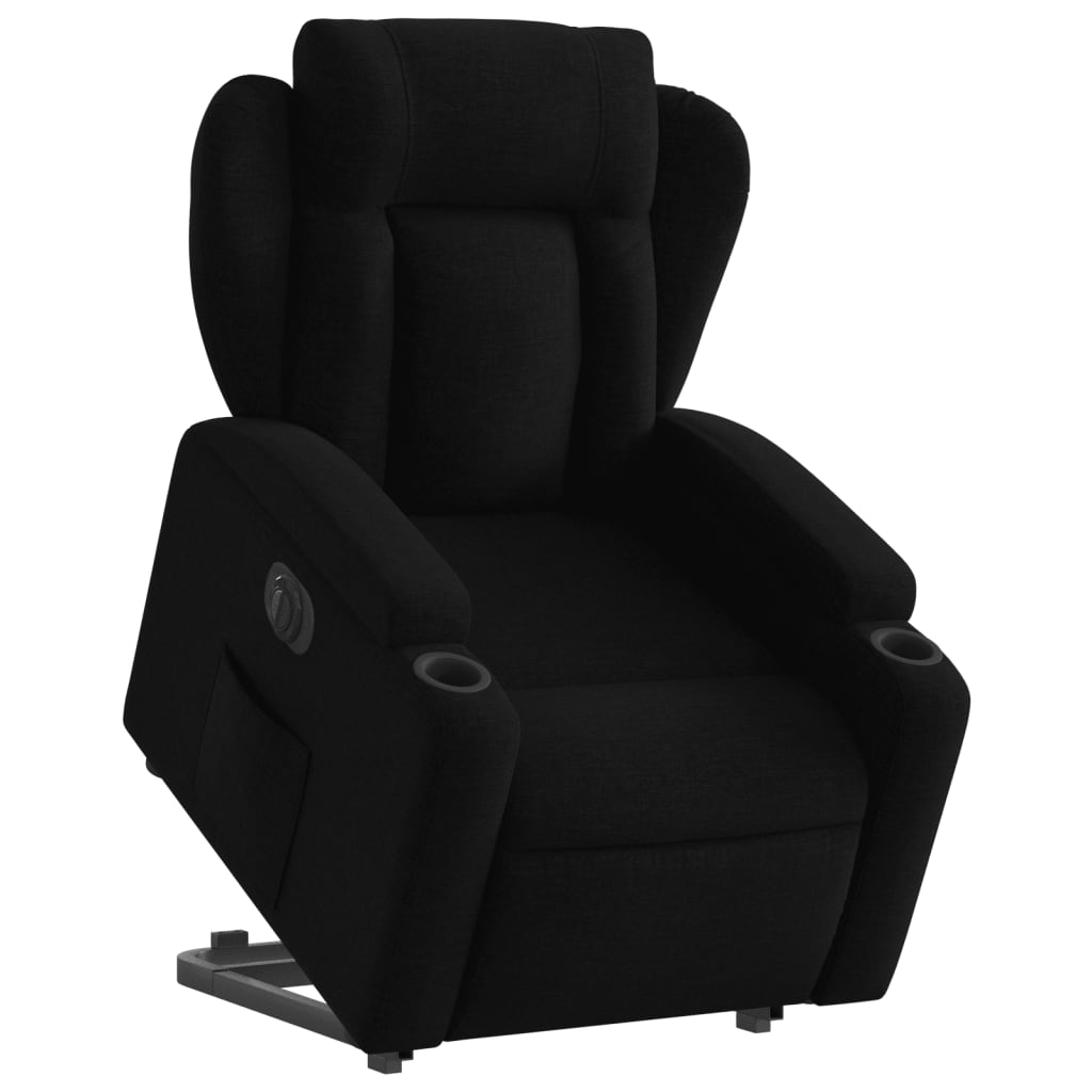 Fotoliu electric rabatabil cu ridicare, negru, textil GartenMobel Dekor