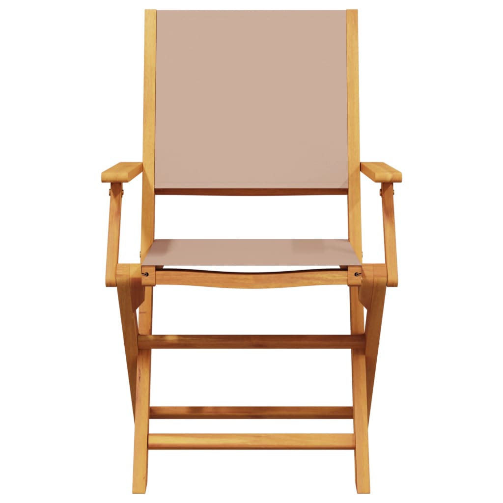 Scaune de grădină pliabile 6 buc., textil taupe/lemn masiv GartenMobel Dekor