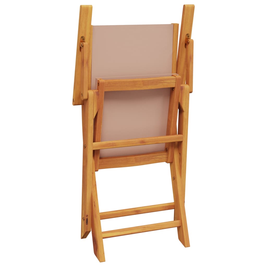 Scaune de grădină pliabile 6 buc., textil taupe/lemn masiv GartenMobel Dekor