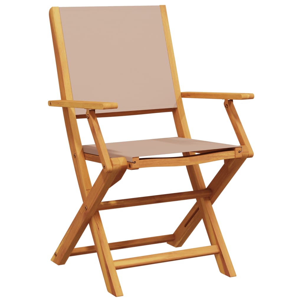Scaune de grădină pliabile 6 buc., textil taupe/lemn masiv GartenMobel Dekor