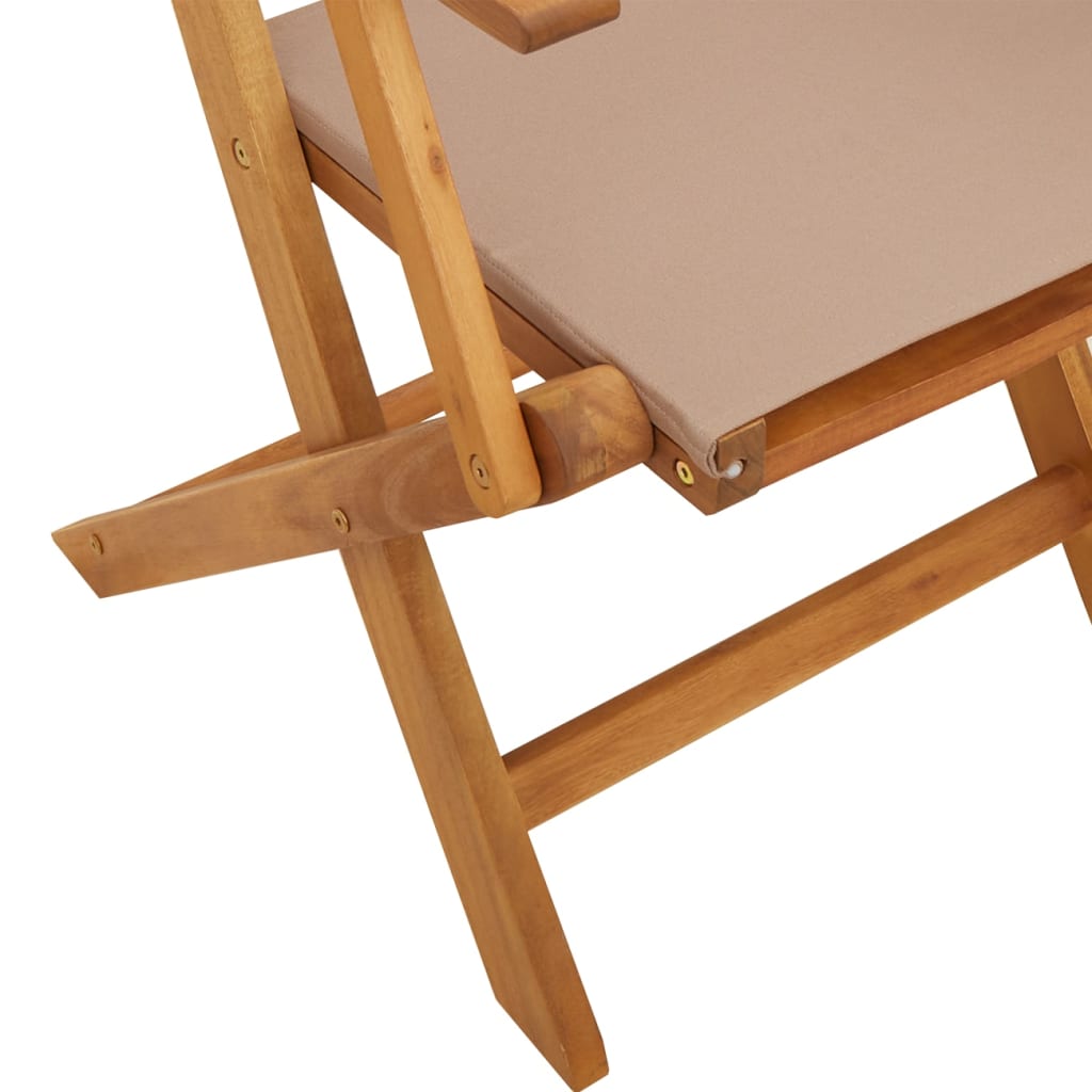 Scaune de grădină pliabile 6 buc., textil taupe/lemn masiv GartenMobel Dekor