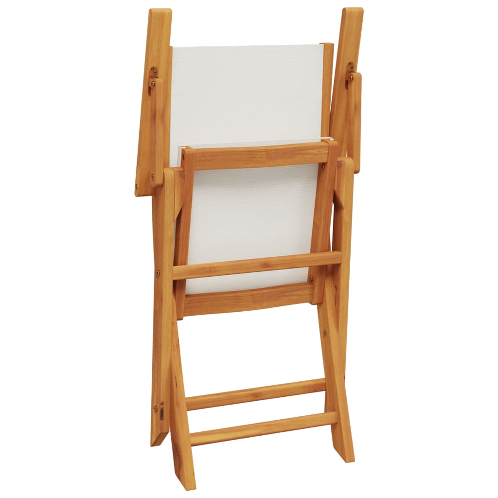 Scaune de grădină pliabile 8 buc., textil alb crem/lemn masiv GartenMobel Dekor