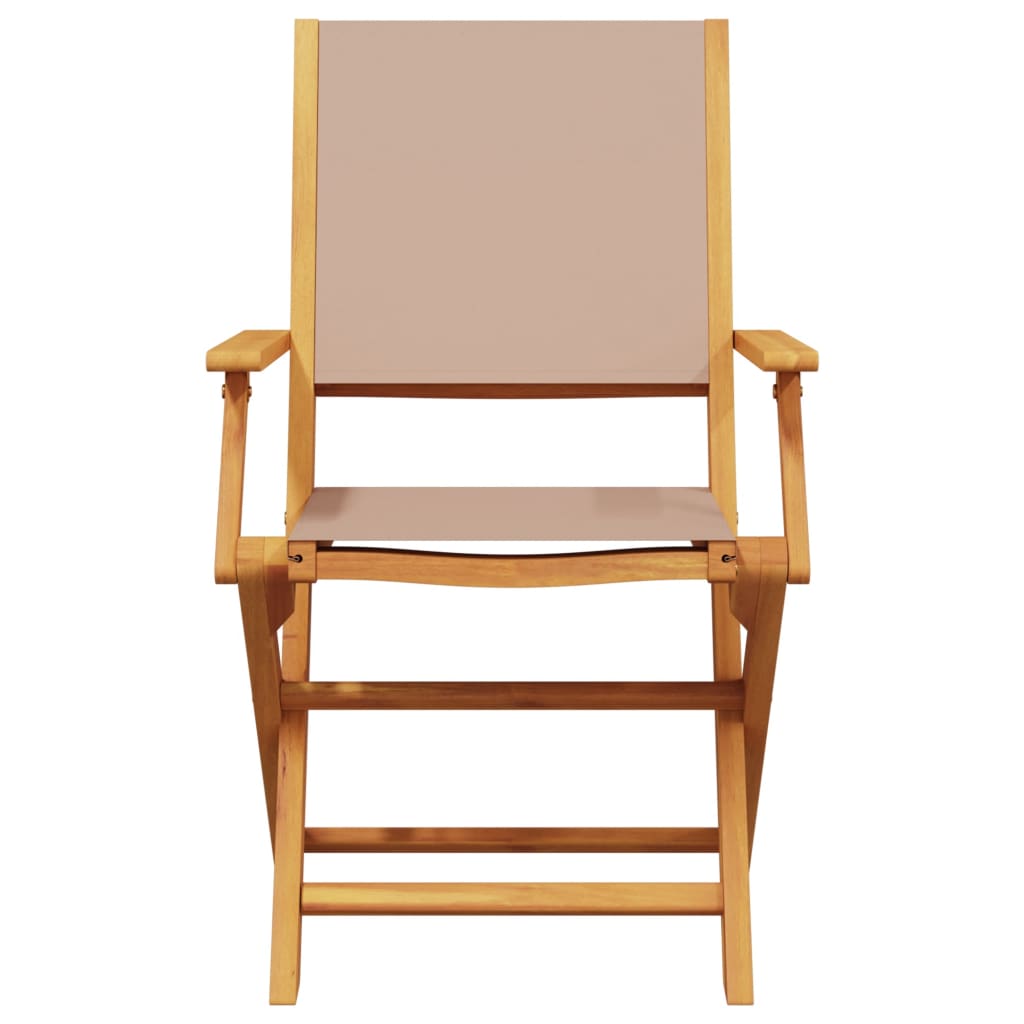 Scaune de grădină pliabile 8 buc., textil taupe/lemn masiv GartenMobel Dekor