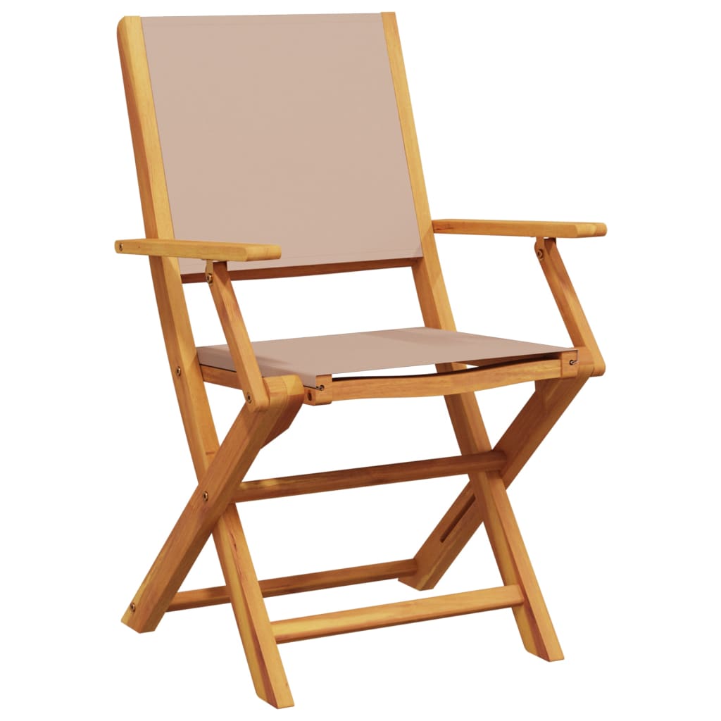 Scaune de grădină pliabile 8 buc., textil taupe/lemn masiv GartenMobel Dekor