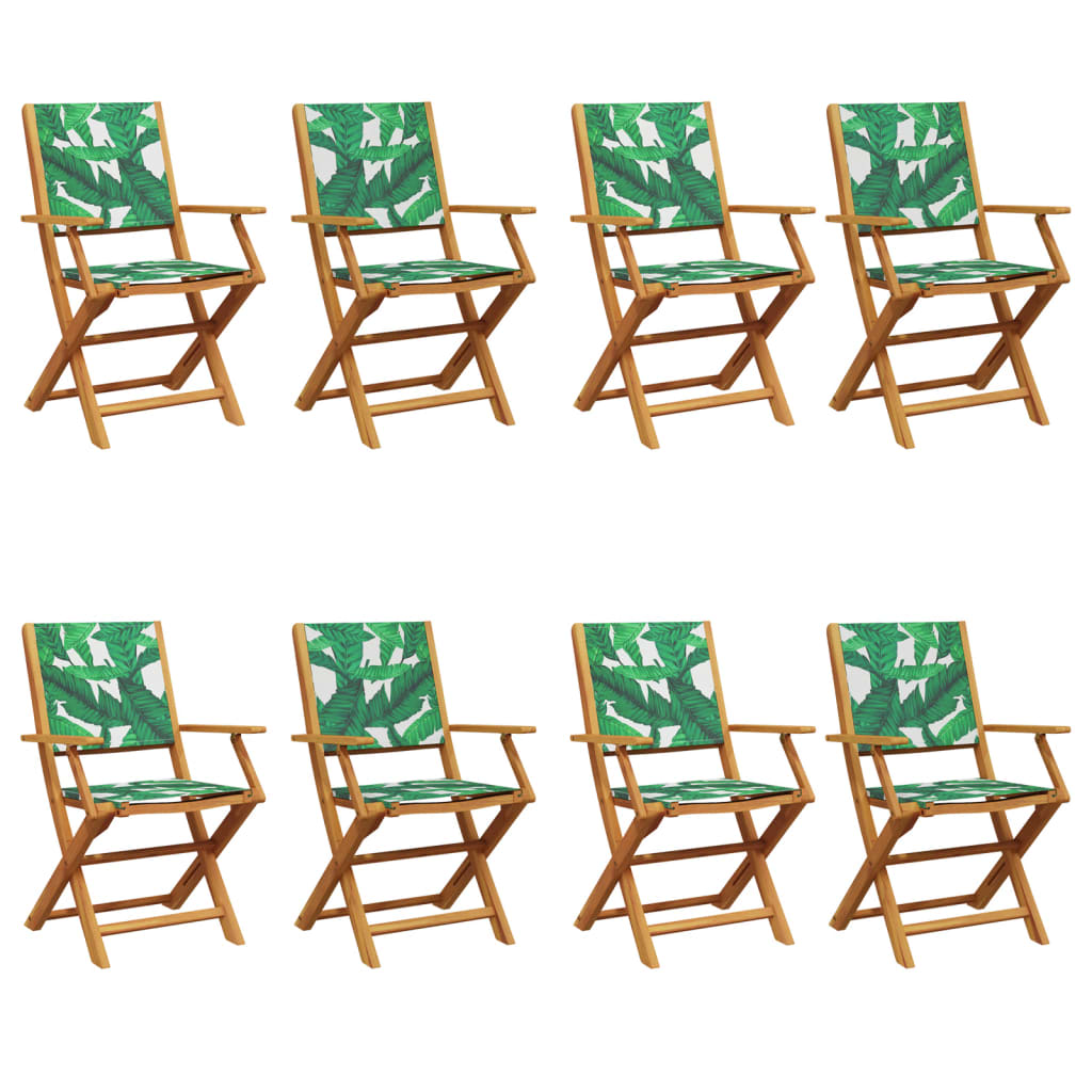 Scaune de grădină pliabile 8 buc., textil verde/lemn masiv GartenMobel Dekor