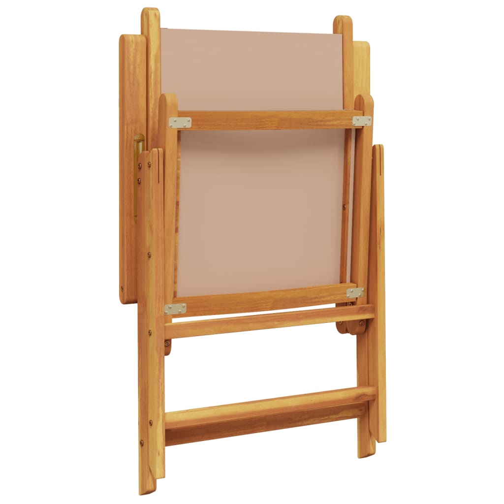Scaune de grădină rabatabile 4 buc., textil taupe/lemn masiv GartenMobel Dekor