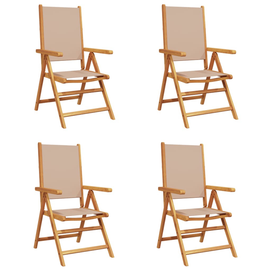 Scaune de grădină rabatabile 4 buc., textil taupe/lemn masiv GartenMobel Dekor