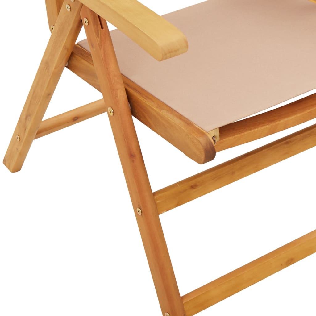 Scaune de grădină rabatabile 4 buc., textil taupe/lemn masiv GartenMobel Dekor