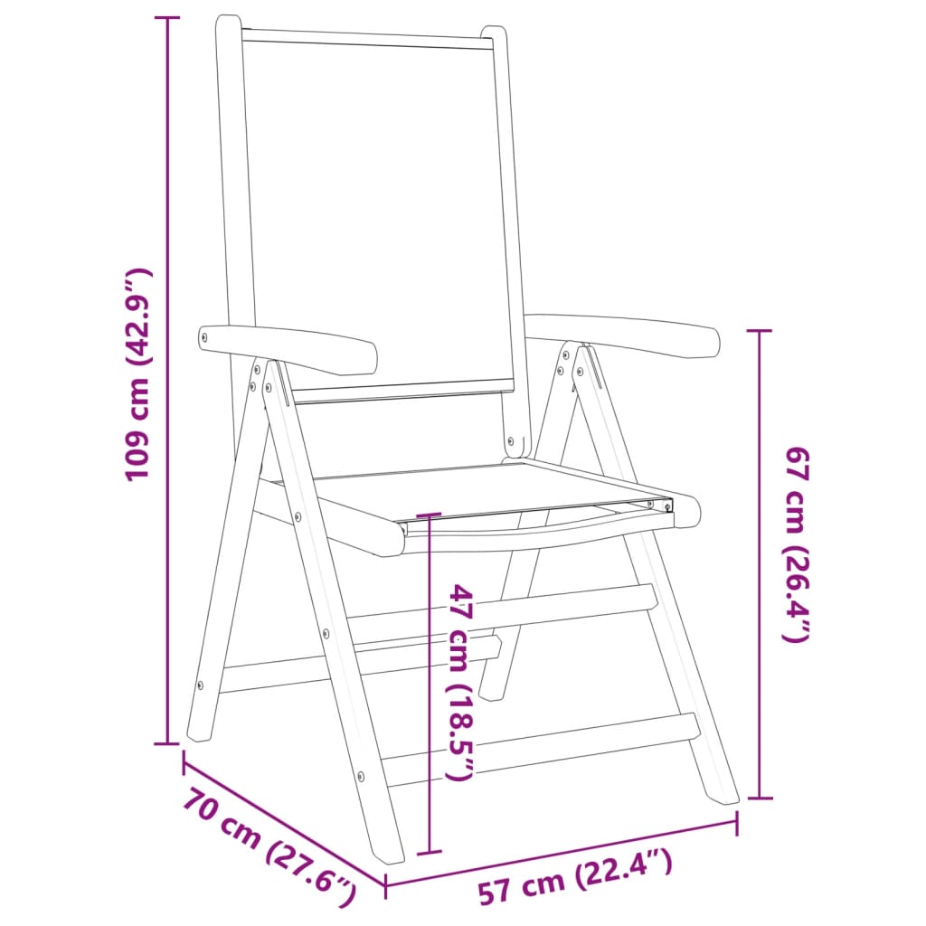 Scaune de grădină rabatabile 4 buc., textil taupe/lemn masiv GartenMobel Dekor