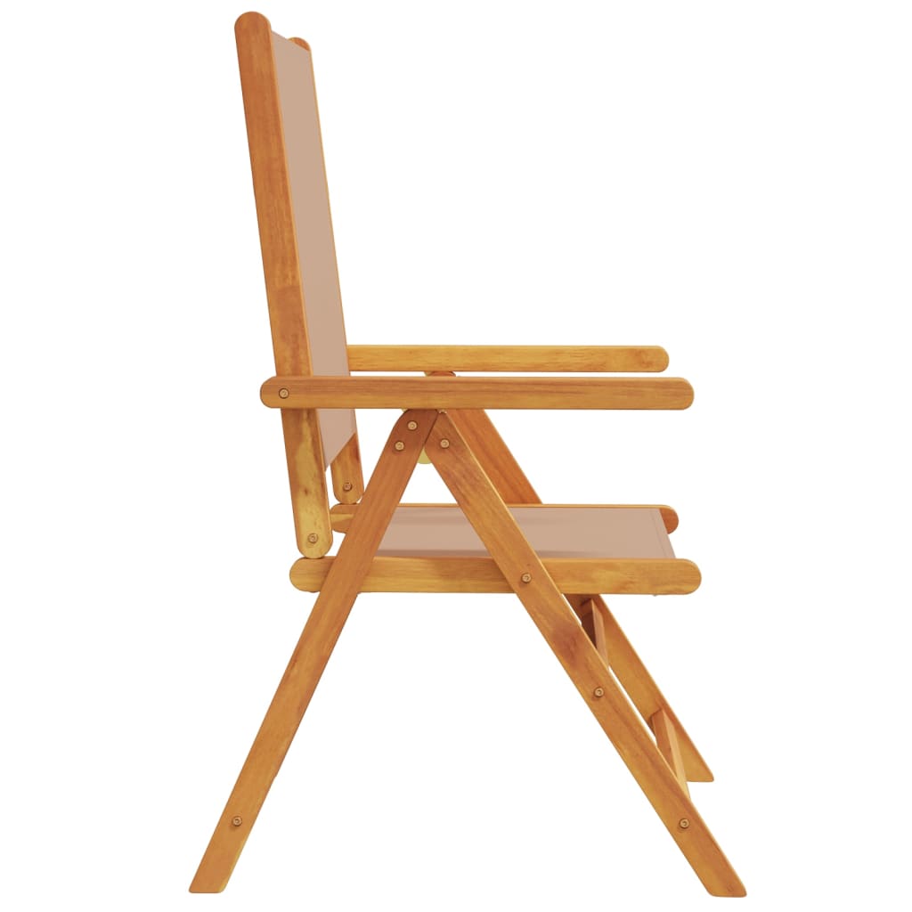 Scaune de grădină rabatabile 4 buc., textil taupe/lemn masiv GartenMobel Dekor
