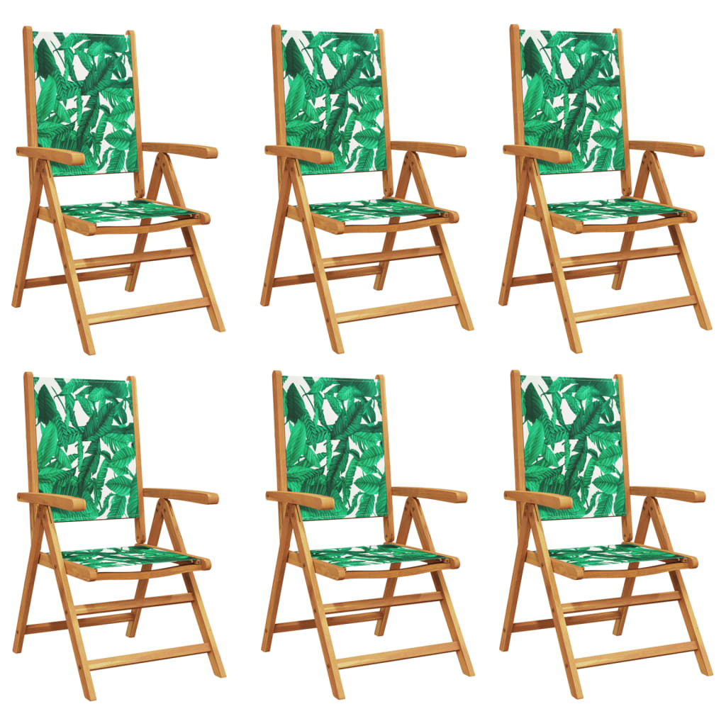 Scaune de grădină rabatabile 6 buc., textil verde/lemn masiv GartenMobel Dekor